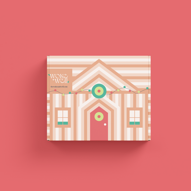 Gift box graphic with Christmas geometric graphic
